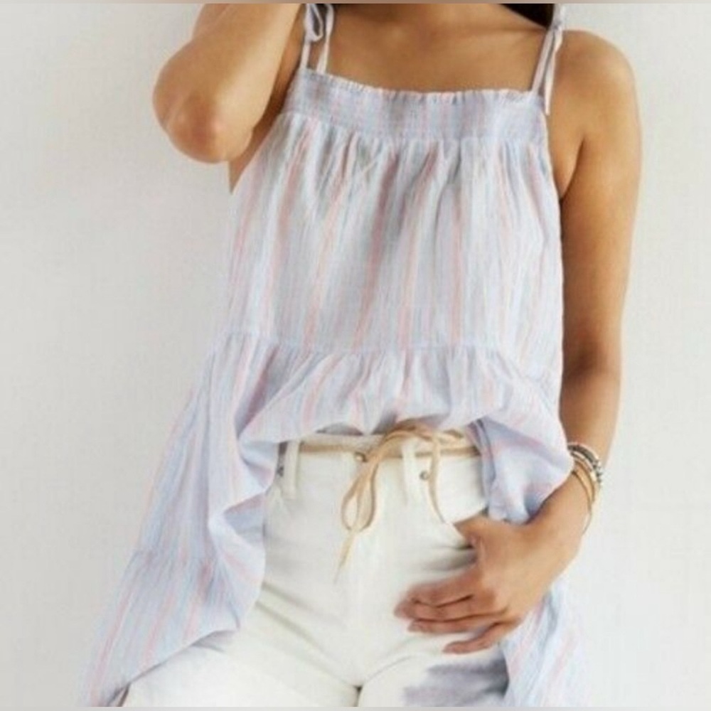 Anthopologie Maeve Striped Top Tiered Sleeveless in size Small